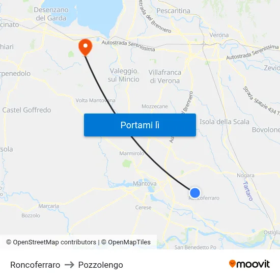 Roncoferraro to Pozzolengo map