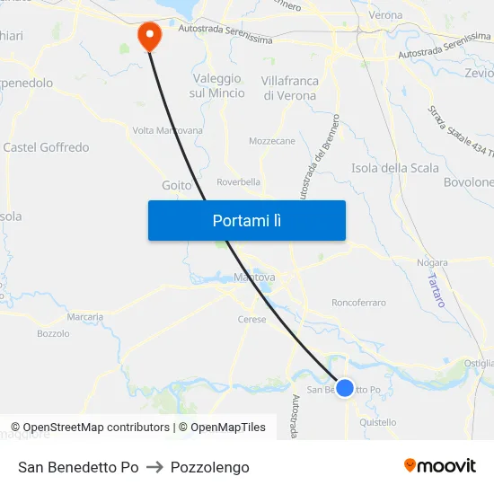 San Benedetto Po to Pozzolengo map
