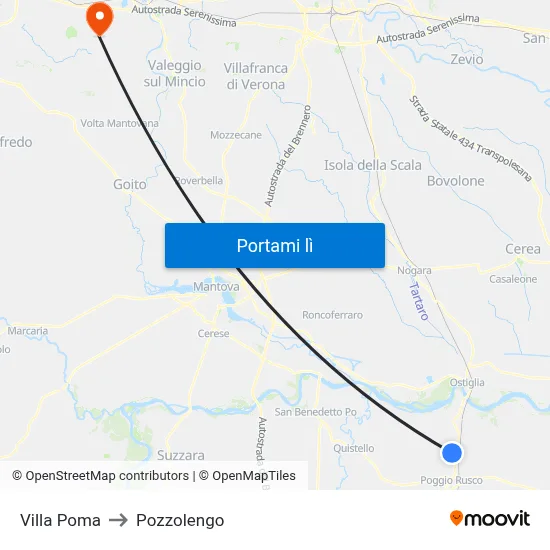 Villa Poma to Pozzolengo map