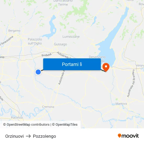 Orzinuovi to Pozzolengo map