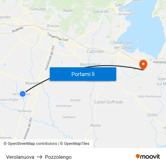 Verolanuova to Pozzolengo map