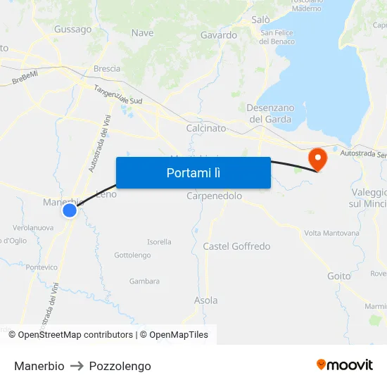 Manerbio to Pozzolengo map