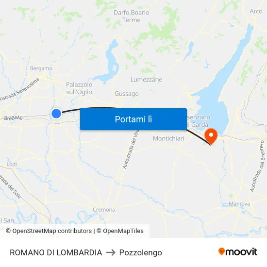 ROMANO DI LOMBARDIA to Pozzolengo map