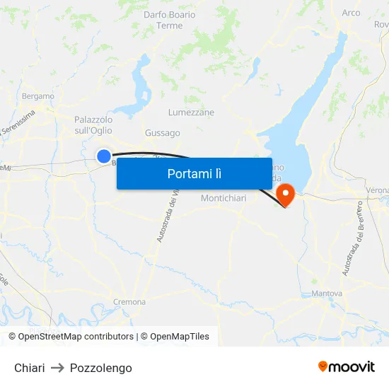 Chiari to Pozzolengo map