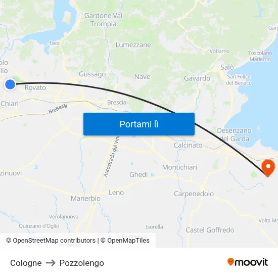 Cologne to Pozzolengo map