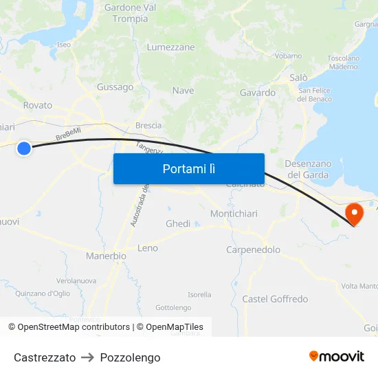 Castrezzato to Pozzolengo map