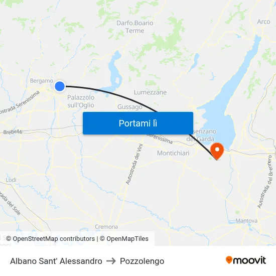Albano Sant' Alessandro to Pozzolengo map