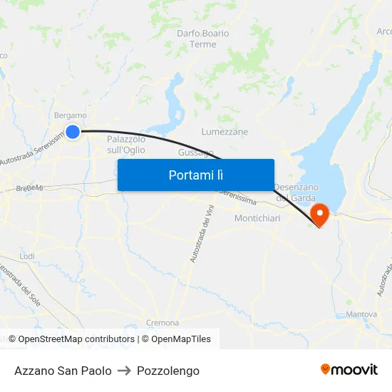 Azzano San Paolo to Pozzolengo map