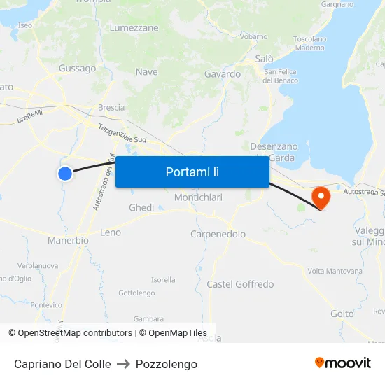 Capriano Del Colle to Pozzolengo map