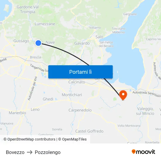 Bovezzo to Pozzolengo map