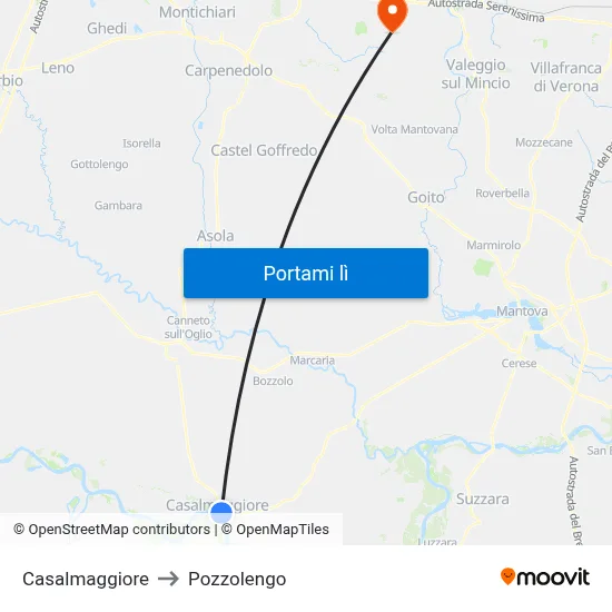 Casalmaggiore to Pozzolengo map