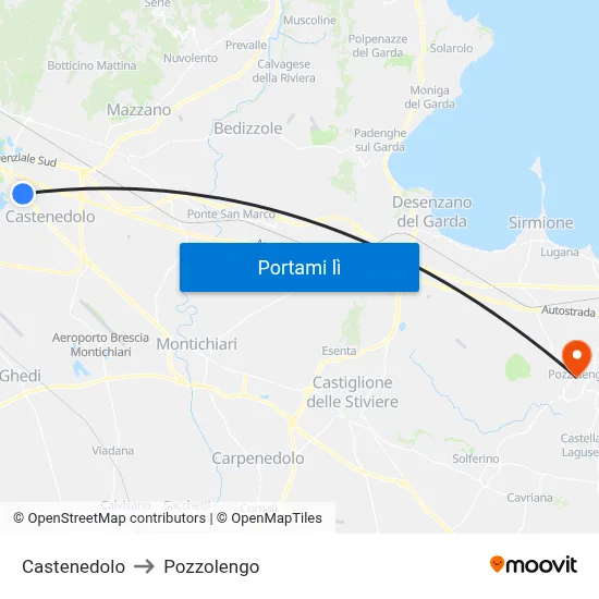 Castenedolo to Pozzolengo map