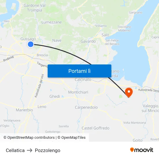 Cellatica to Pozzolengo map