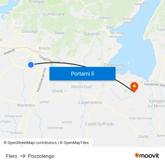 Flero to Pozzolengo map