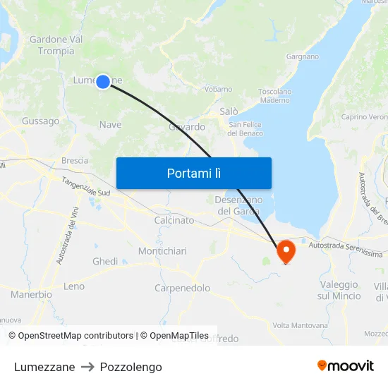 Lumezzane to Pozzolengo map