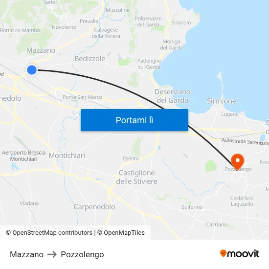 Mazzano to Pozzolengo map