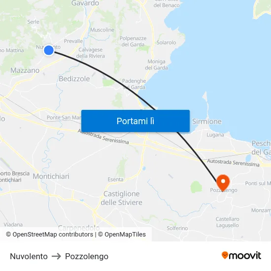 Nuvolento to Pozzolengo map
