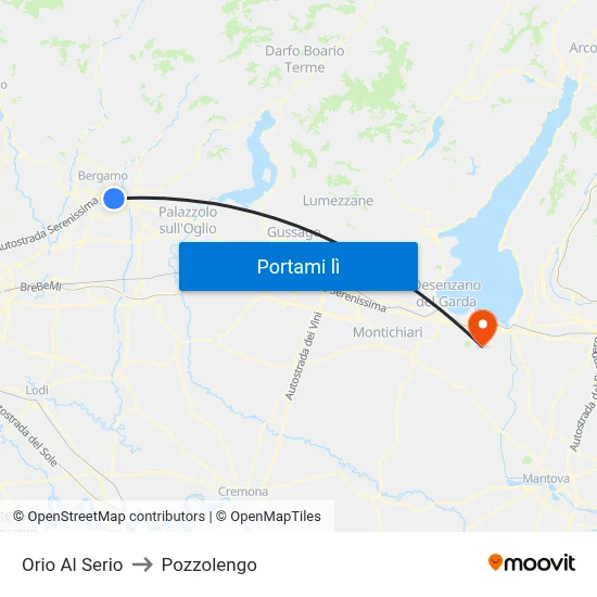 Orio Al Serio to Pozzolengo map