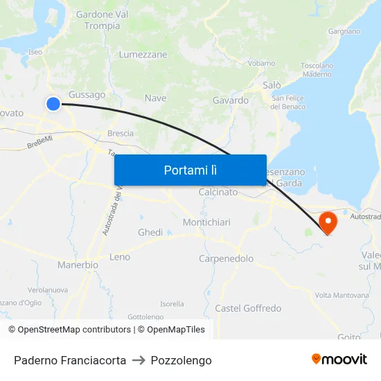 Paderno Franciacorta to Pozzolengo map
