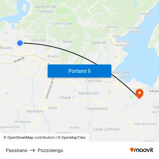 Passirano to Pozzolengo map