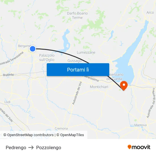 Pedrengo to Pozzolengo map