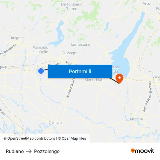 Rudiano to Pozzolengo map