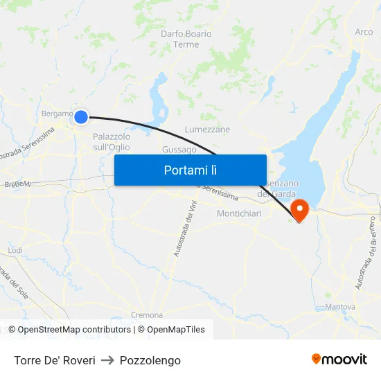 Torre De' Roveri to Pozzolengo map