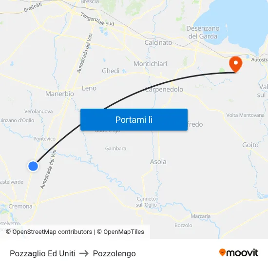 Pozzaglio Ed Uniti to Pozzolengo map