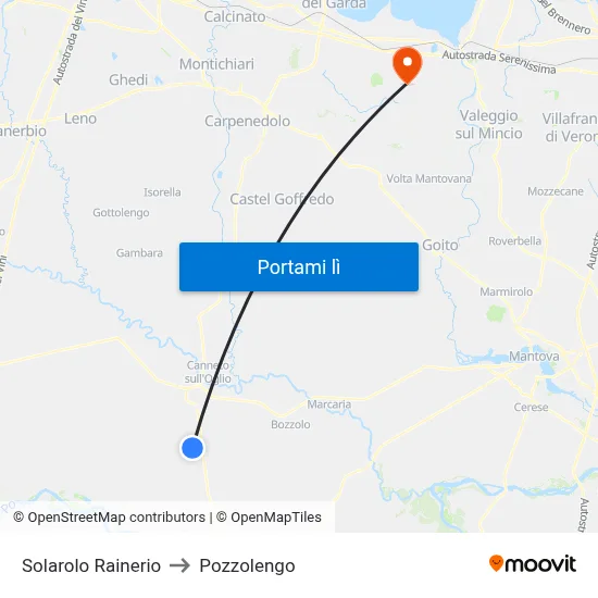 Solarolo Rainerio to Pozzolengo map