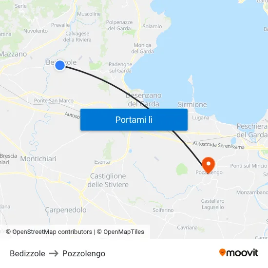 Bedizzole to Pozzolengo map