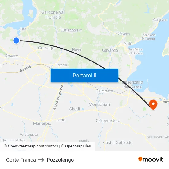 Corte Franca to Pozzolengo map