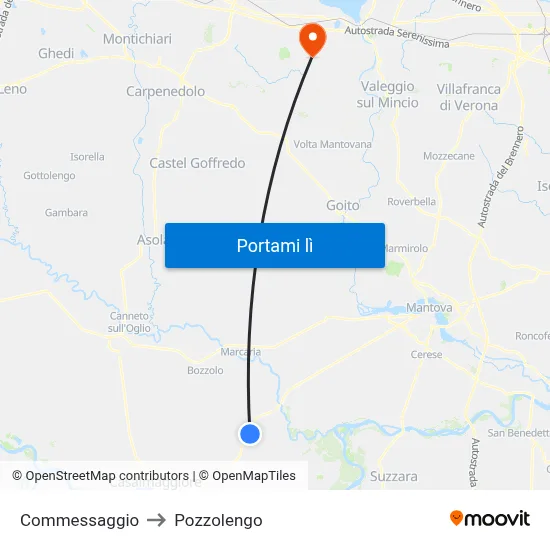 Commessaggio to Pozzolengo map