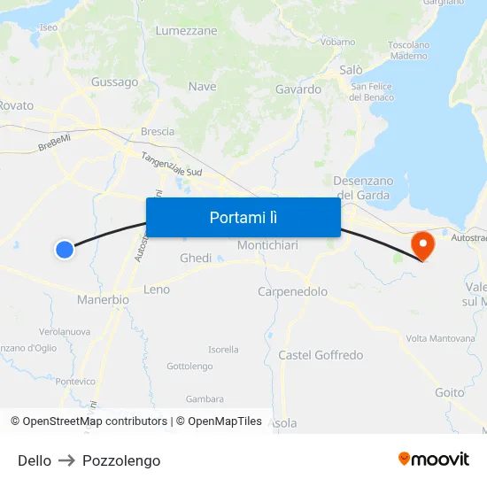 Dello to Pozzolengo map