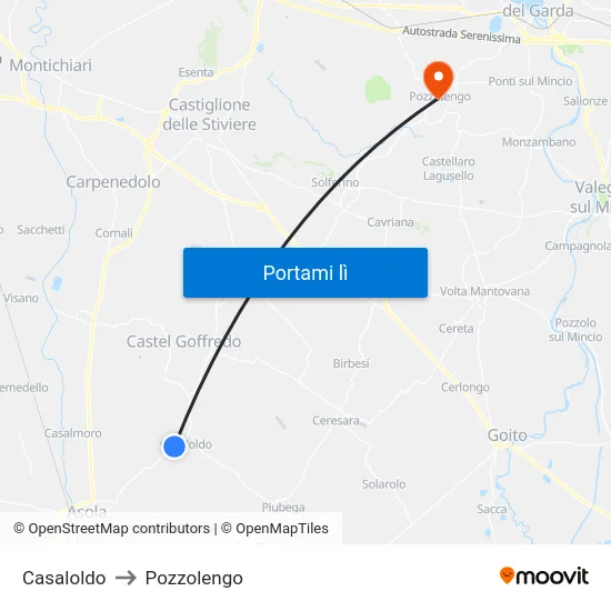 Casaloldo to Pozzolengo map