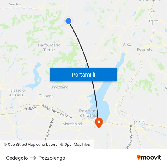 Cedegolo to Pozzolengo map