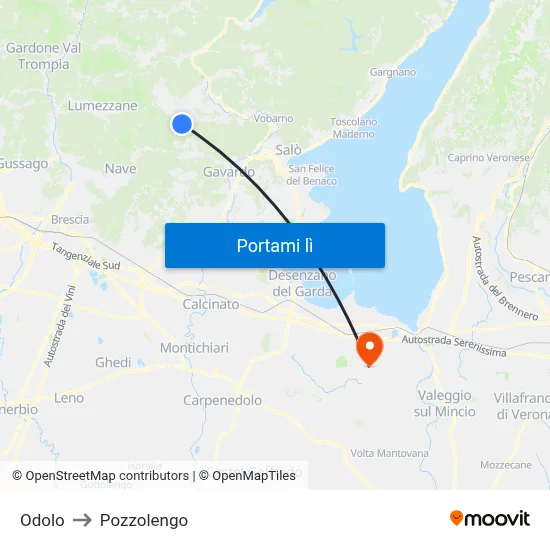 Odolo to Pozzolengo map