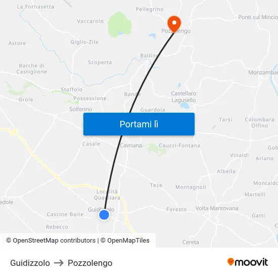 Guidizzolo to Pozzolengo map
