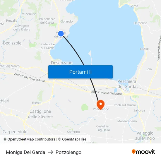 Moniga Del Garda to Pozzolengo map