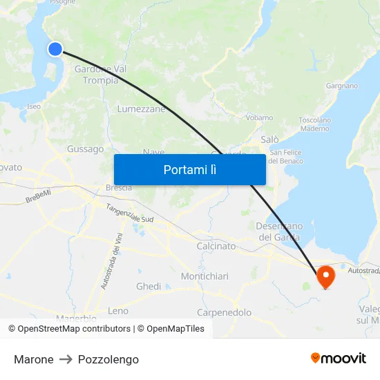 Marone to Pozzolengo map