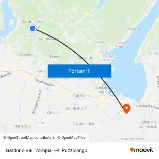 Gardone Val Trompia to Pozzolengo map