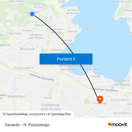 Gavardo to Pozzolengo map