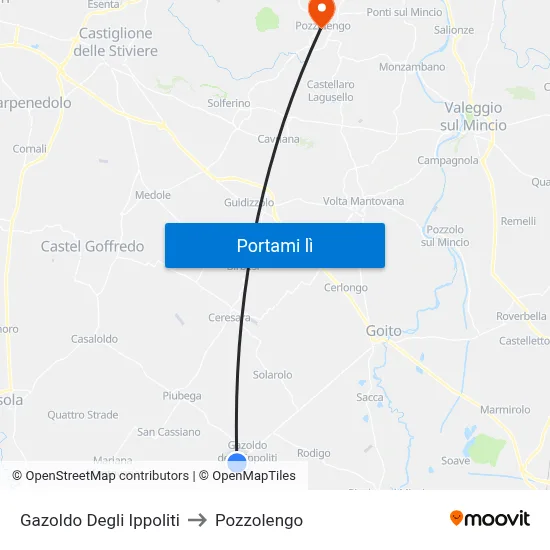 Gazoldo Degli Ippoliti to Pozzolengo map