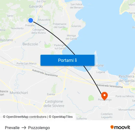 Prevalle to Pozzolengo map