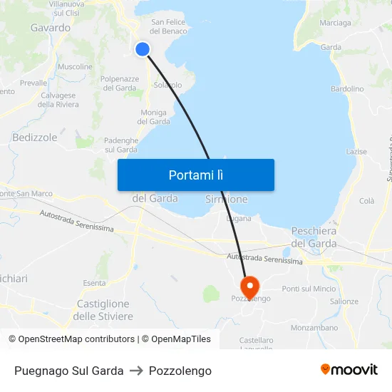Puegnago Sul Garda to Pozzolengo map