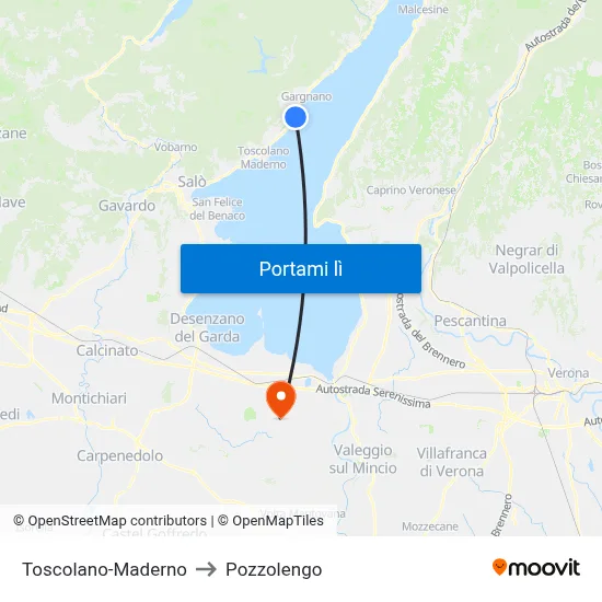 Toscolano-Maderno to Pozzolengo map