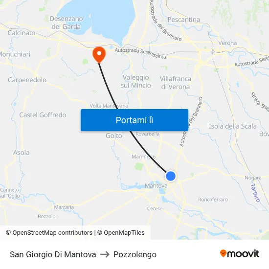 San Giorgio Di Mantova to Pozzolengo map