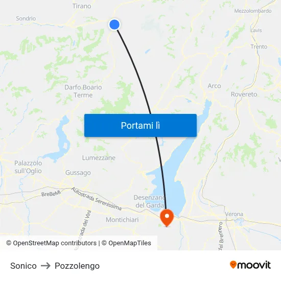 Sonico to Pozzolengo map
