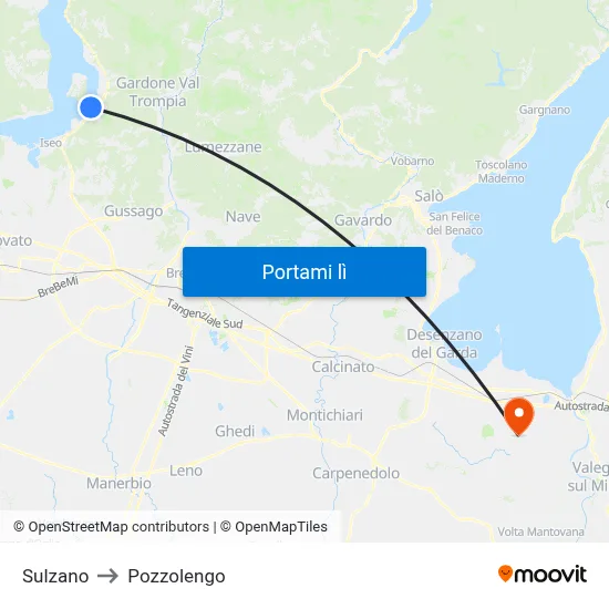 Sulzano to Pozzolengo map