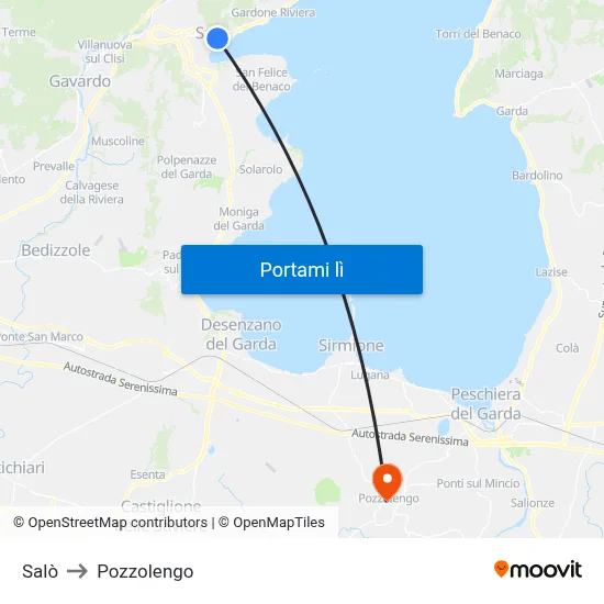 Salò to Pozzolengo map