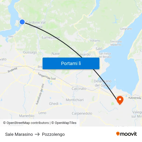 Sale Marasino to Pozzolengo map